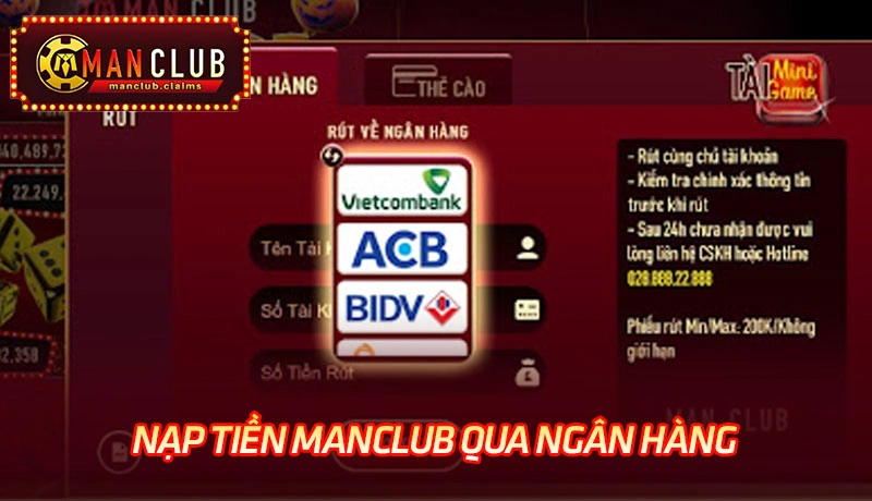 Cách nạp tiền Manclub qua phương thức ngân hàng