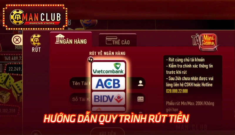 Quy trình rút tiền từ cổng game bài Manclub